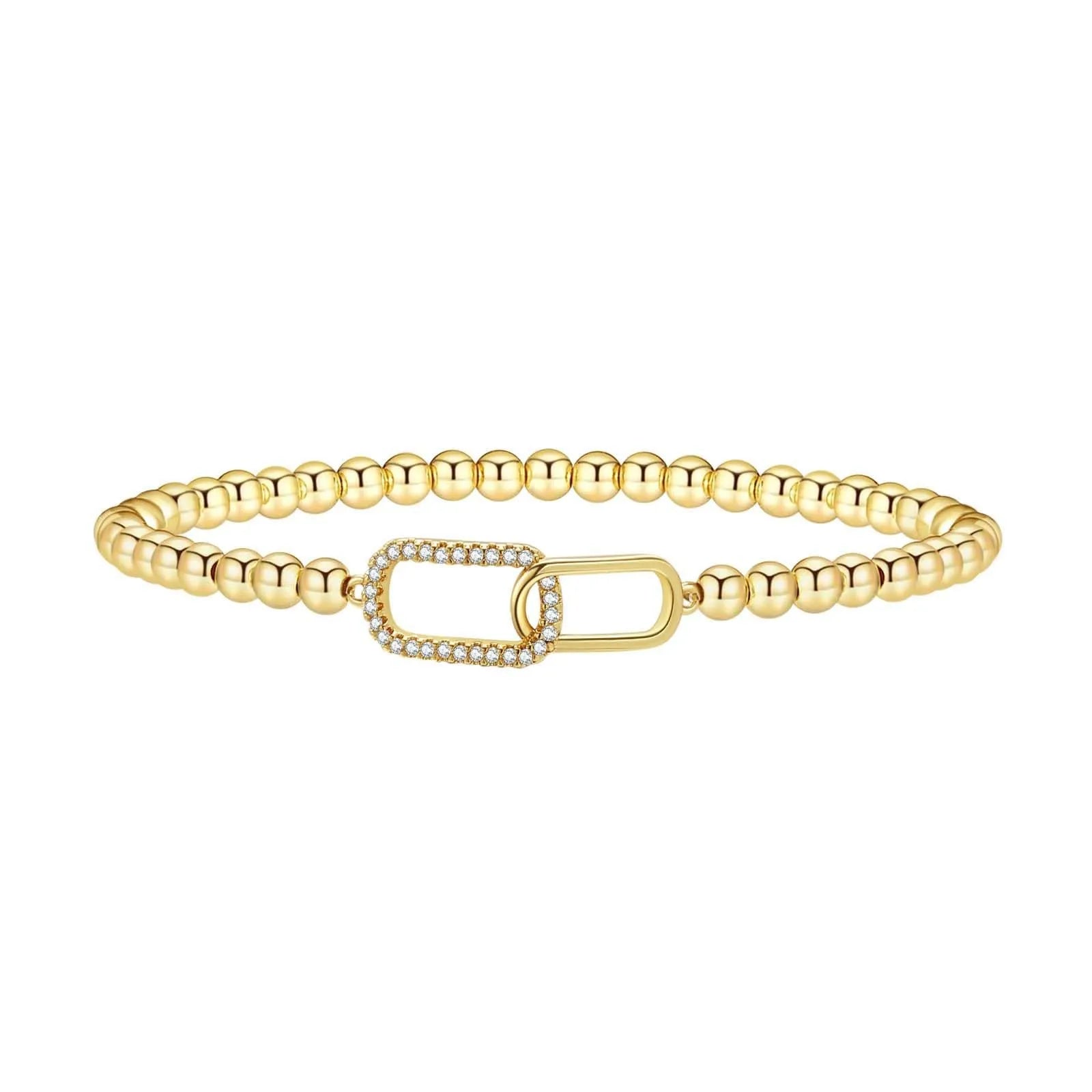 Adjustable stainless steel beaded bracelet with geometric round design in six colour style options