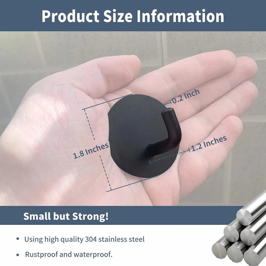 Stainless steel self-adhesive round hook with 3kg load capacity for wall mounting