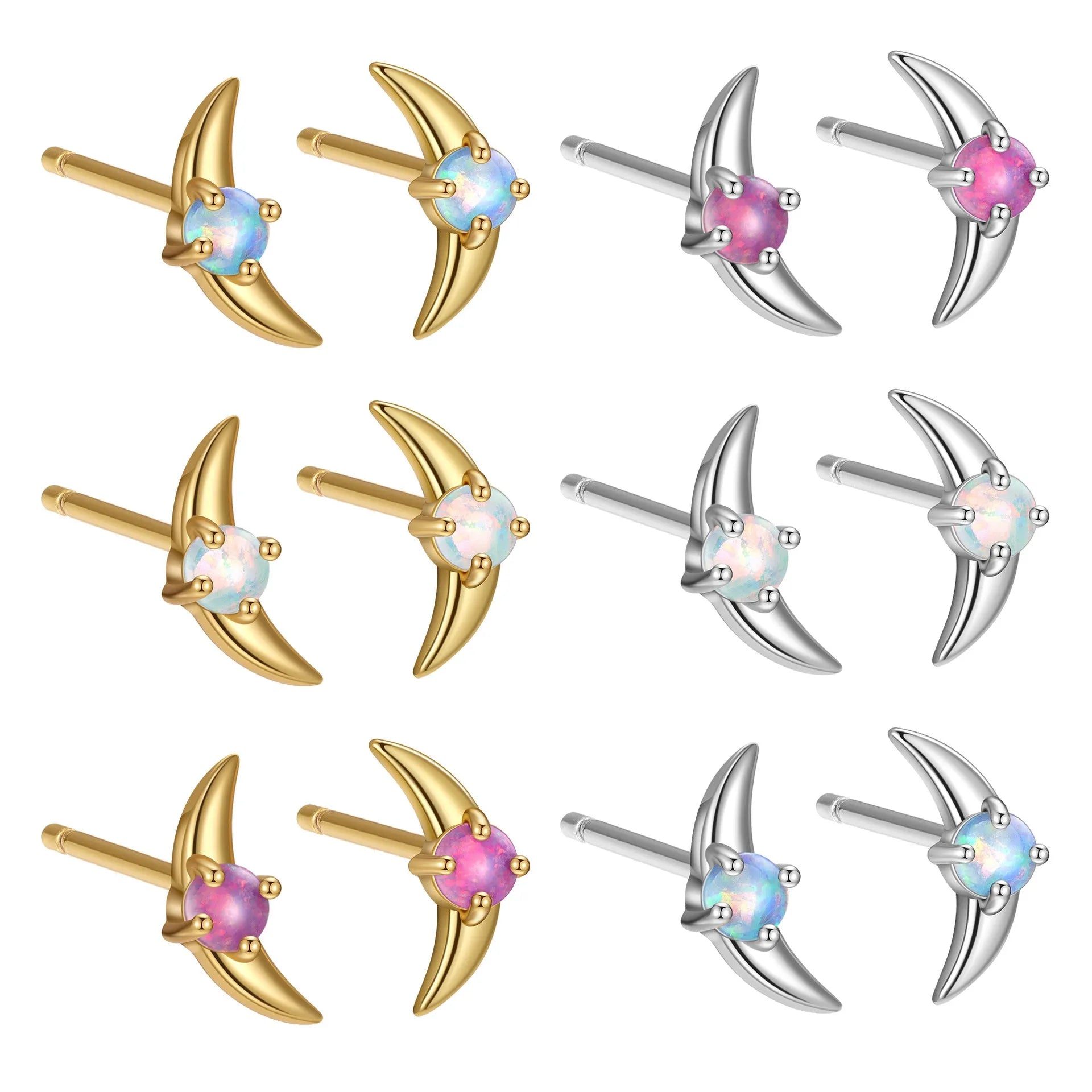 Geometric shaped 925 silver earrings with gold plating and a blue stone.