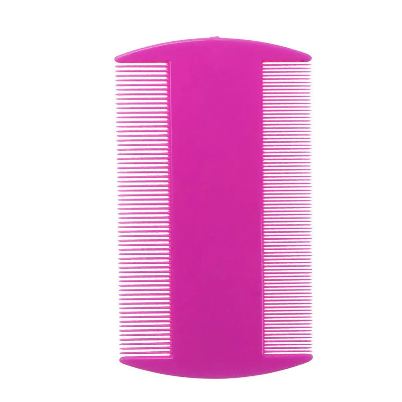 Plastic double-edged fine-toothed lice comb in multiple colours for pets and people