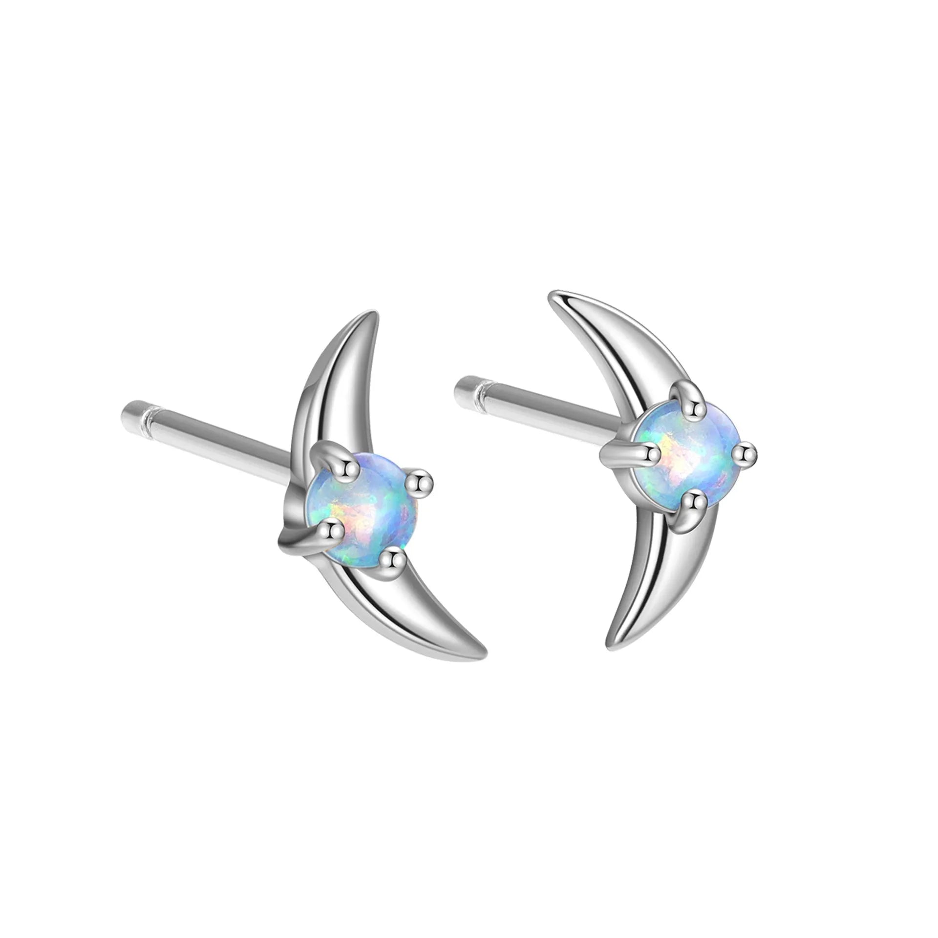 Geometric shaped 925 silver earrings with gold plating and a blue stone.