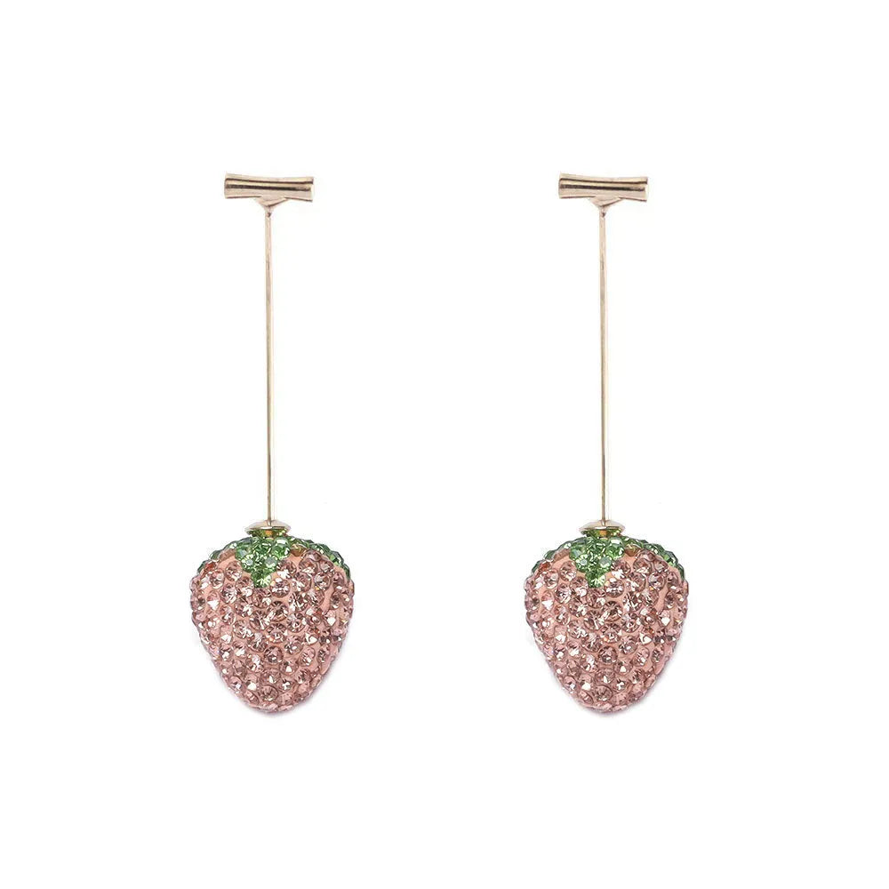 Geometric strawberry earrings with spot drill pattern in multiple colours