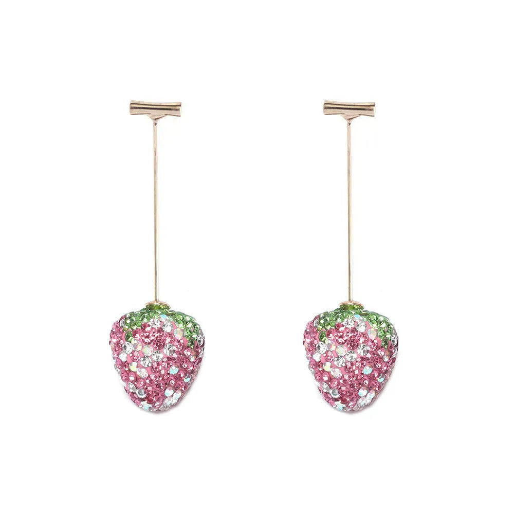 Geometric strawberry earrings with spot drill pattern in multiple colours