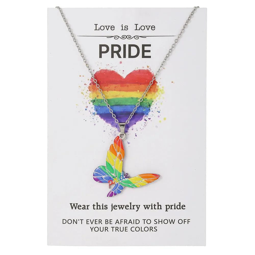 Women's stainless steel necklace and bracelet set with inspirational colour printing in regular chain style jewellery