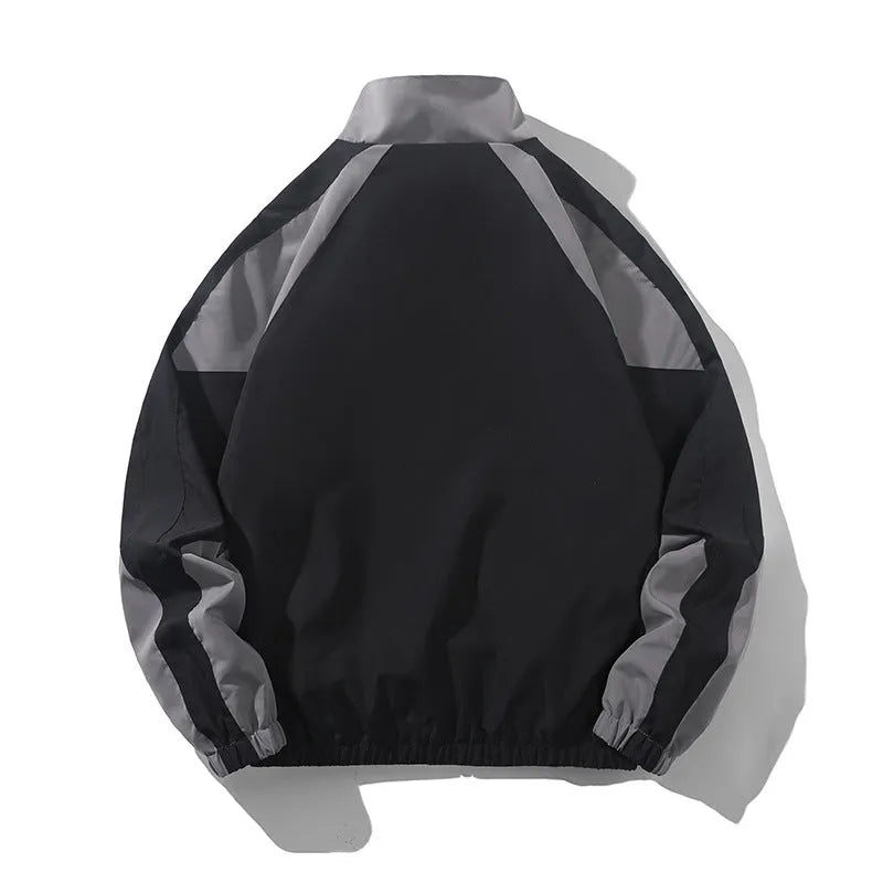 Men's black casual jacket with contrast stitching detail and side seam pockets