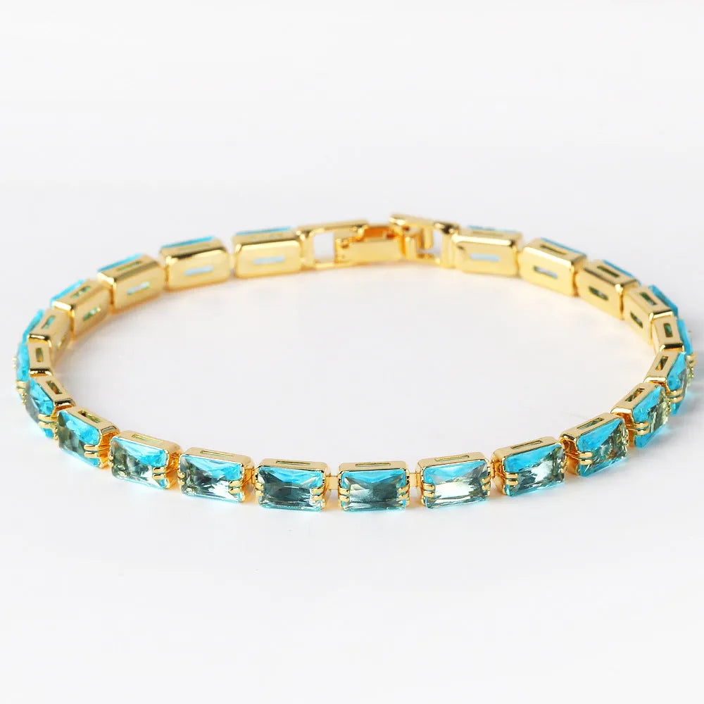 Women's fashion bracelet with electroplated golden finish and zircon decorative stones