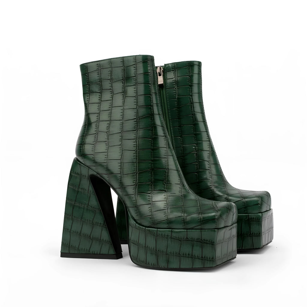 Women's artificial PU ankle boots with high heel above 8cm in beige, showing solid colour design.