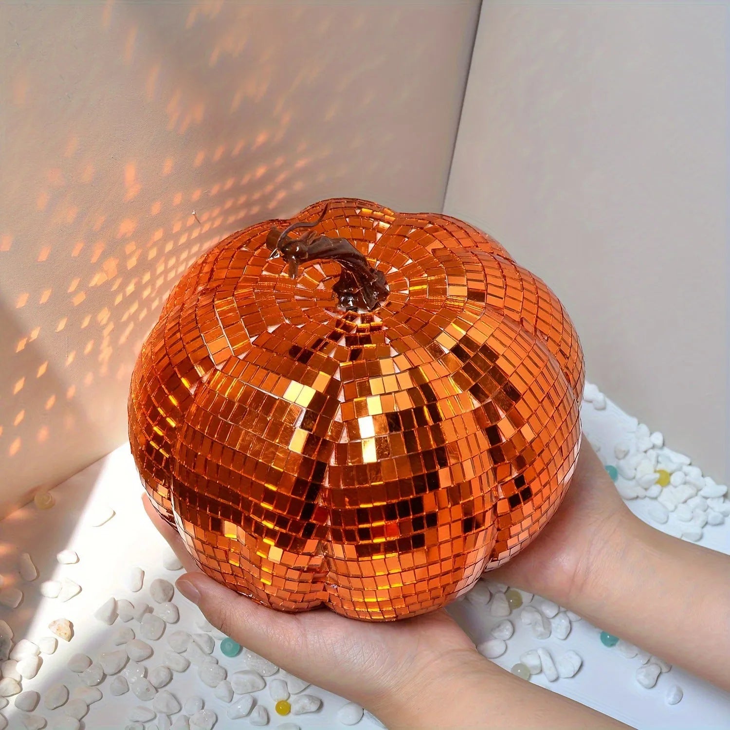 Chinese style mirrored glass pumpkin decoration in multiple sizes for Halloween and Christmas
