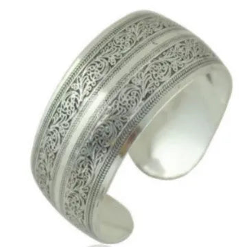 Open carved Miao-style silver alloy bracelet with Roman shape in turtle colour option