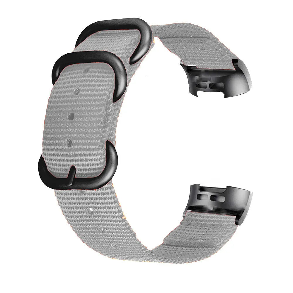 Nylon three-ring buckle replacement strap for Fitbit Charge fitness tracker in Army Green