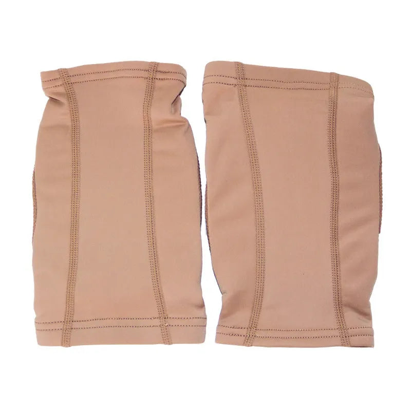 Ballet dance knee pads for yoga and exercise in skin colour and black with five size options