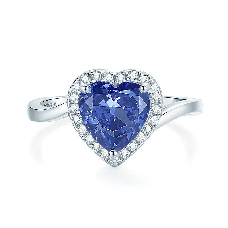 Women's sterling silver ring with heart-shaped tan sang colour zircon stone.
