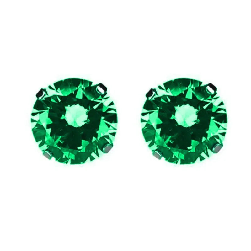 Titanium alloy double-headed zircon navel stud with internal thread closure in multiple sizes