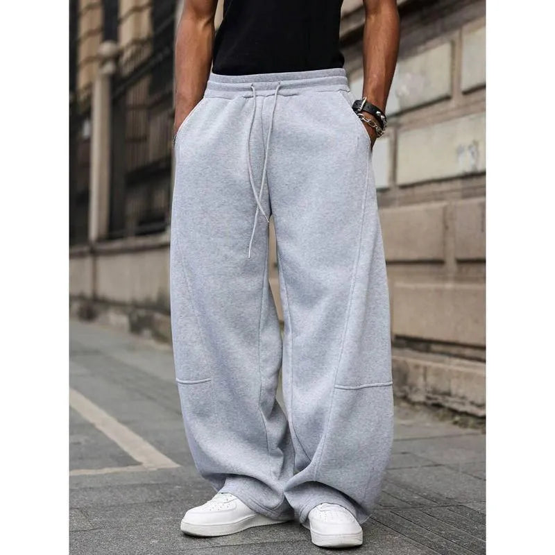 Men's straight-leg high waist casual pants in bamboo fibre fabric with cropped length