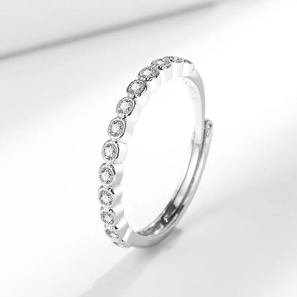 Women's geometric open mouth ring with diamond tail detail in Korean style