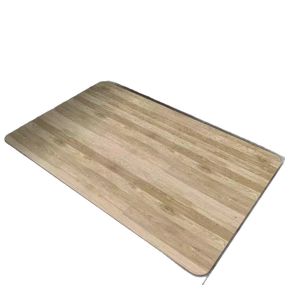 Square diatomite bathroom floor mat with geometric wood grain pattern, shown in a washroom setting.