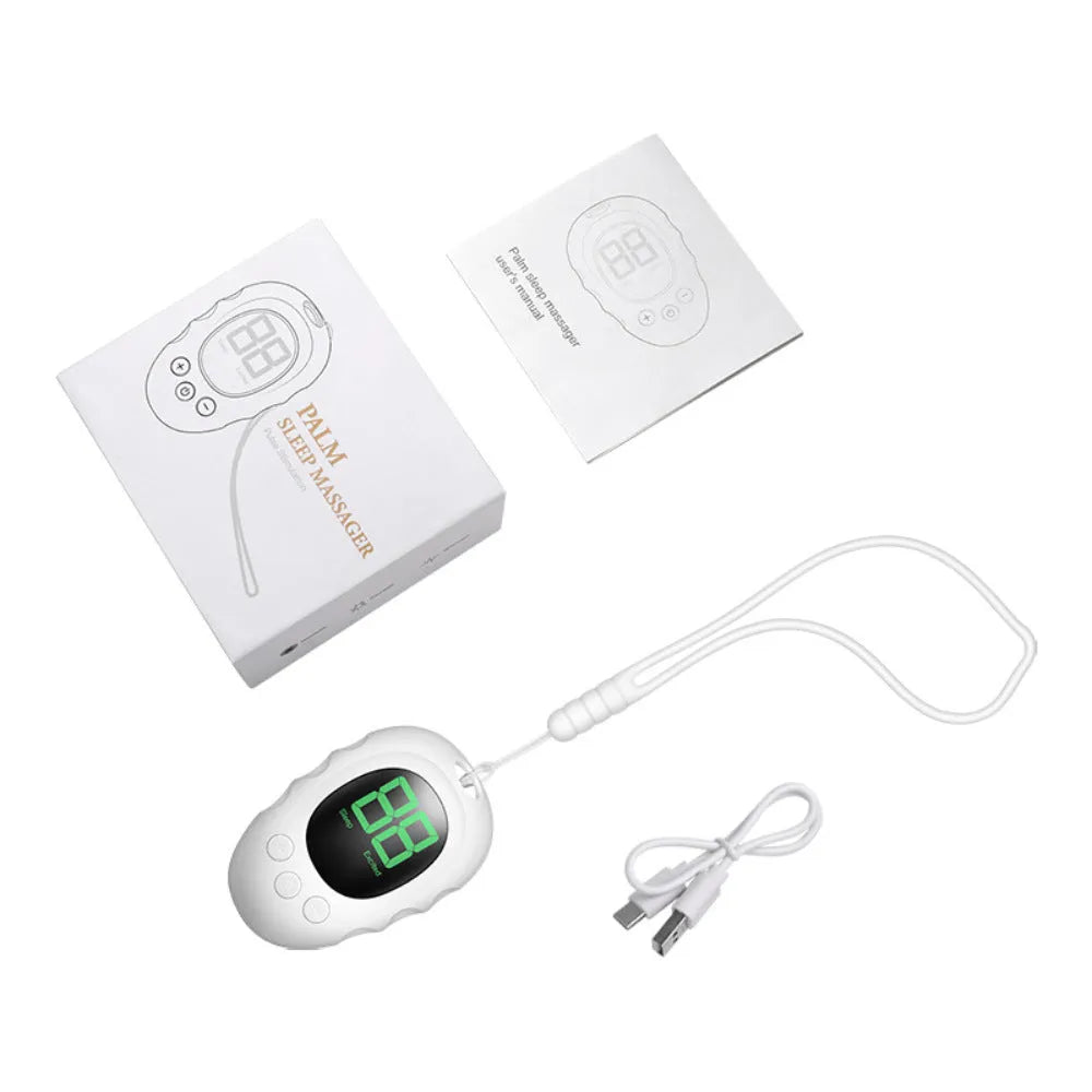 Silicone sleep aid hand grip monitor in white, black or green colours with charging cable