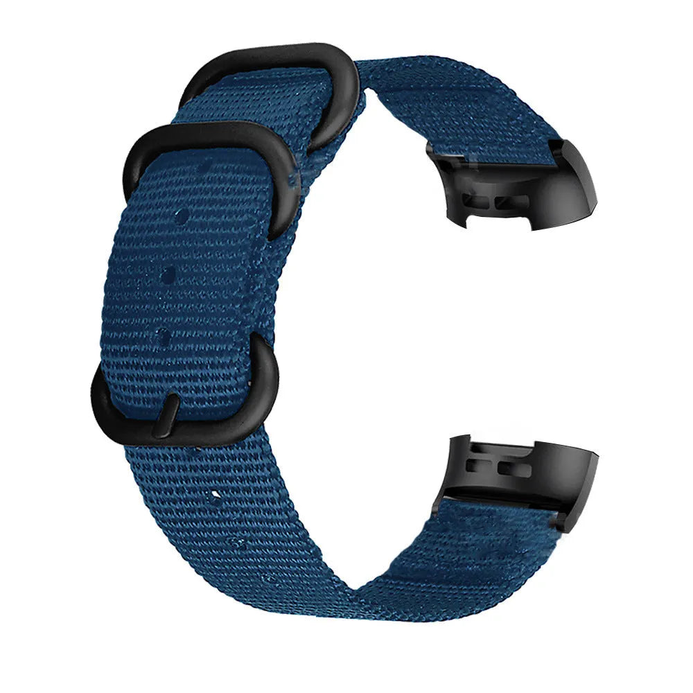 Nylon three-ring buckle replacement strap for Fitbit Charge fitness tracker in Army Green