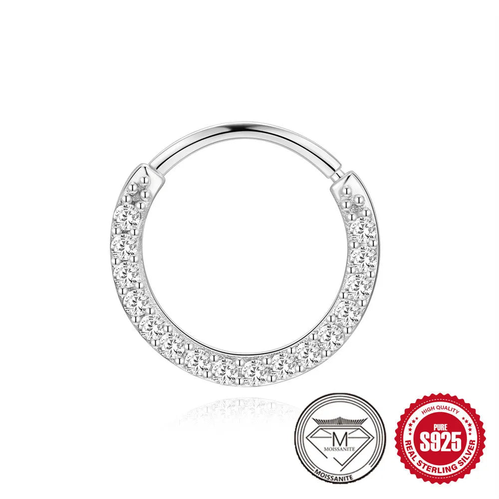 Sterling silver petal diamond stud earrings with geometric debris design and ear clip back