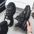 Men's beige mesh sneakers with lace-up front and rubber sole