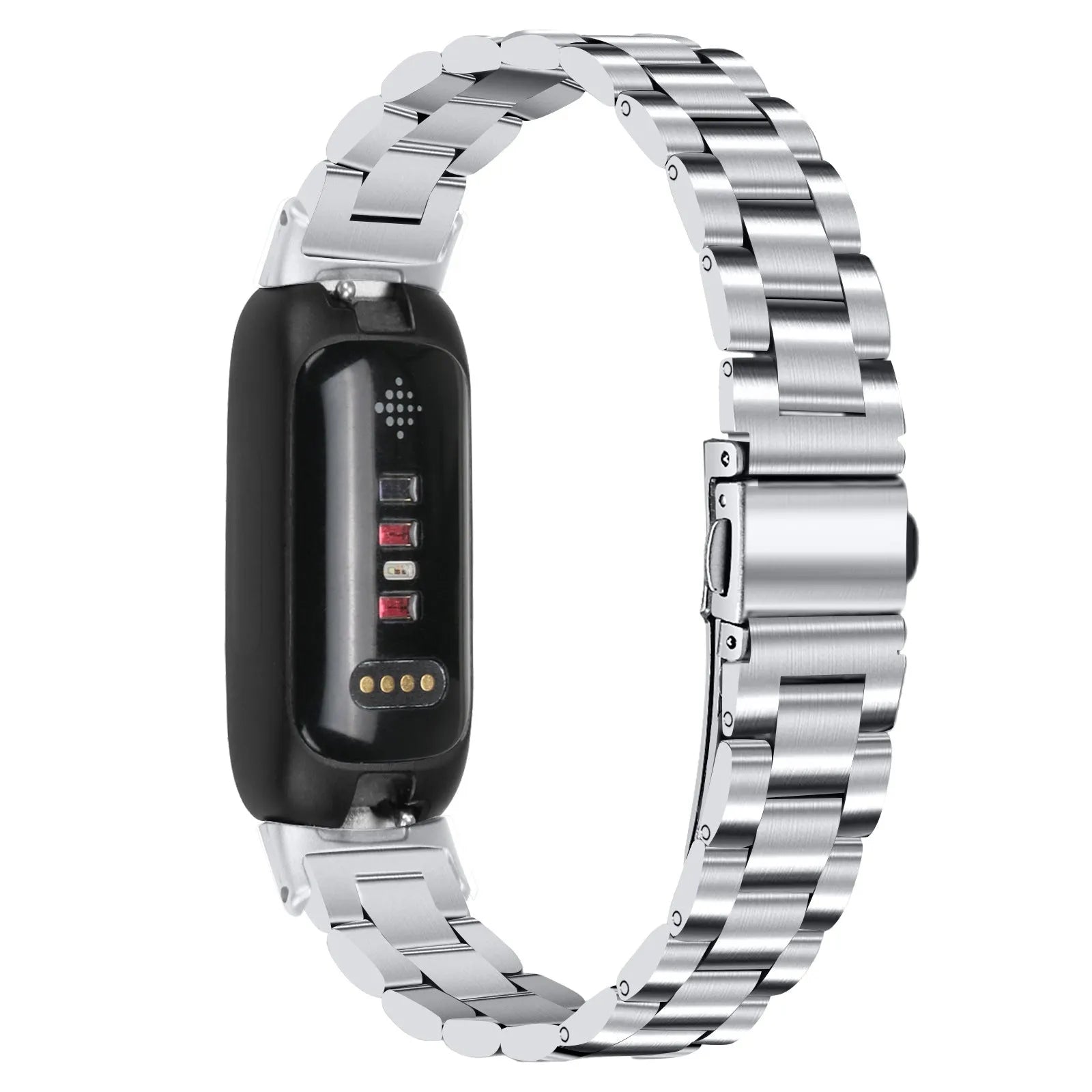 Stainless steel three-bead watch strap for Fitbit Inspire 3 in multiple colour options.