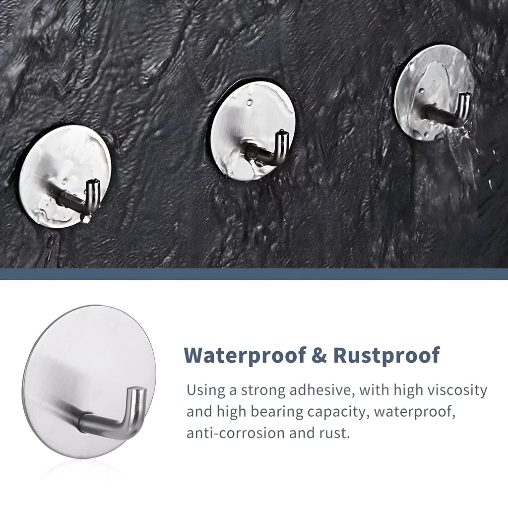 Stainless steel self-adhesive round hook with 3kg load capacity for wall mounting