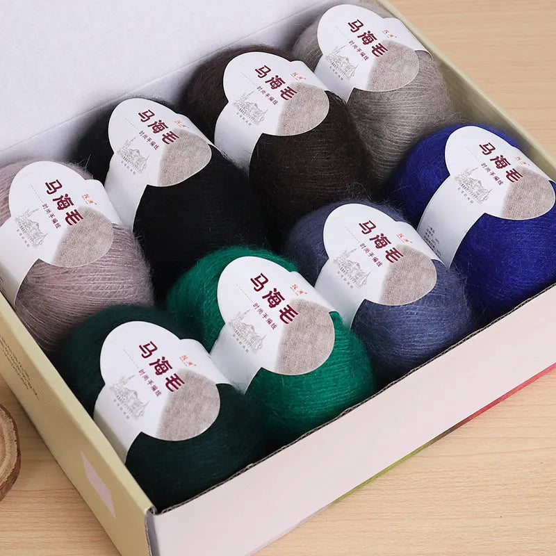 Mohair scarf DIY weaving kit with Inverness thread wool ball in 34 colour options