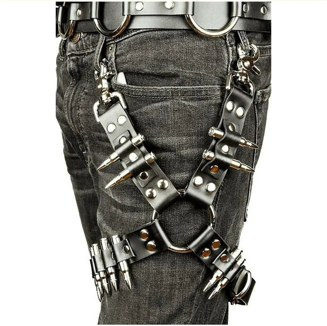 Women's black leggings with PU leather panels showing front and back views