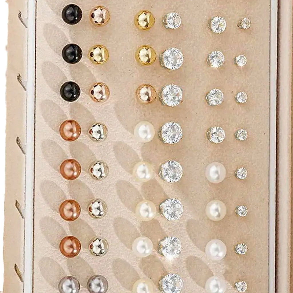 108-piece alloy geometric pearl earrings in gold and yellow colours without storage boxes