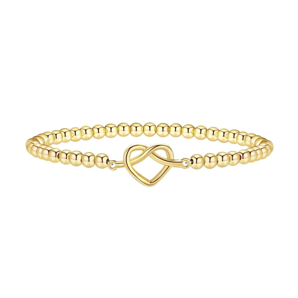 Adjustable stainless steel beaded bracelet with geometric round design in six colour style options