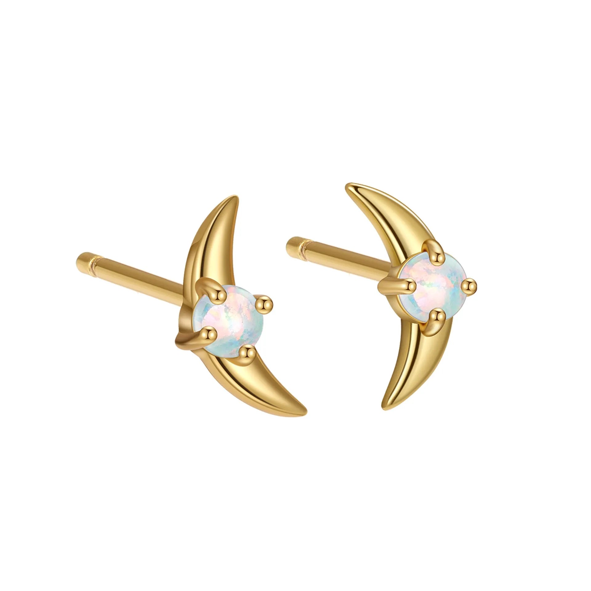 Geometric shaped 925 silver earrings with gold plating and a blue stone.
