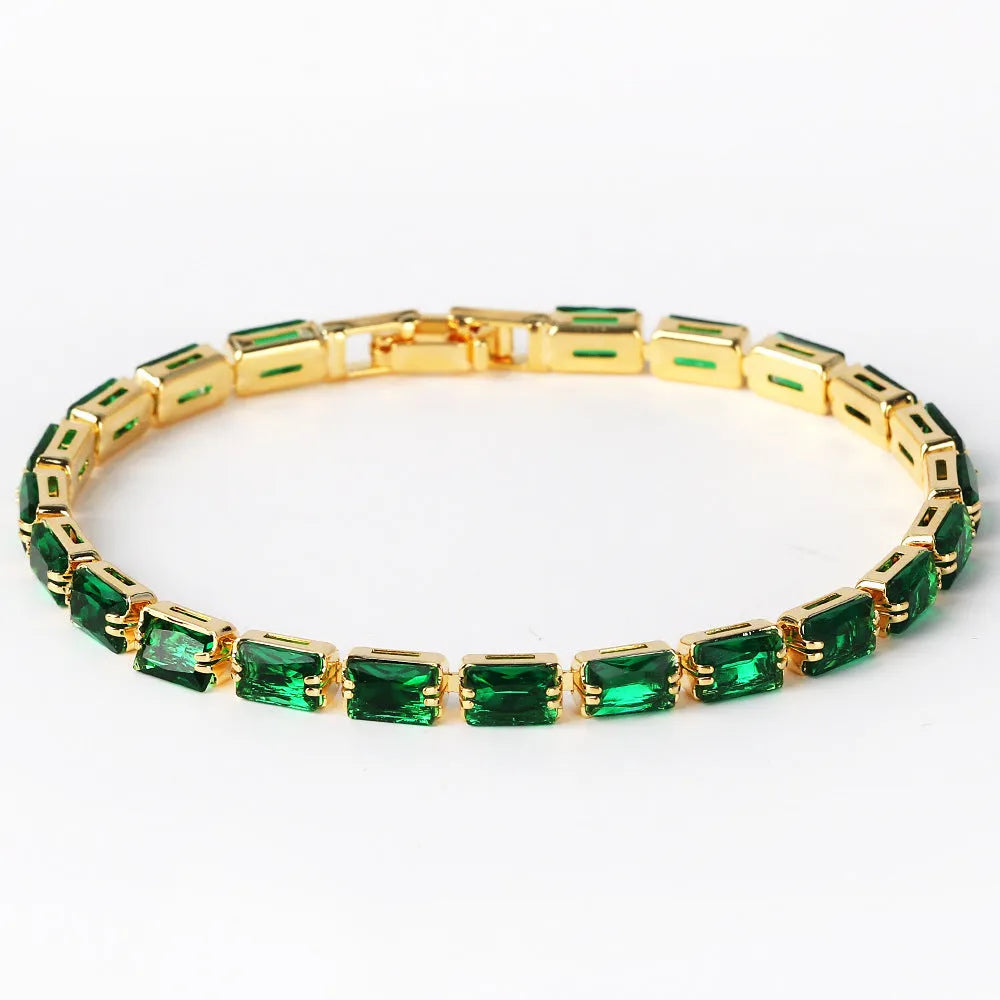 Women's fashion bracelet with electroplated golden finish and zircon decorative stones
