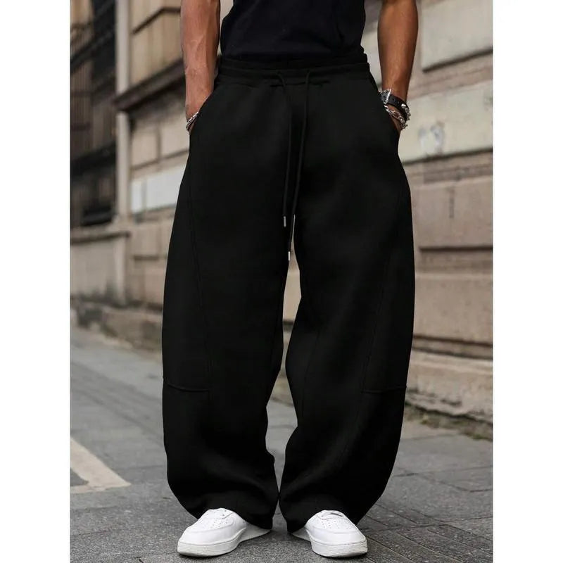 Men's straight-leg high waist casual pants in bamboo fibre fabric with cropped length