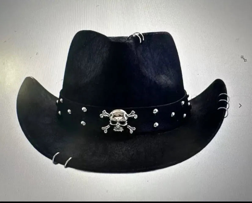 Brown leather velvet cowboy hat with a curved edge and conical crown on a plain background.