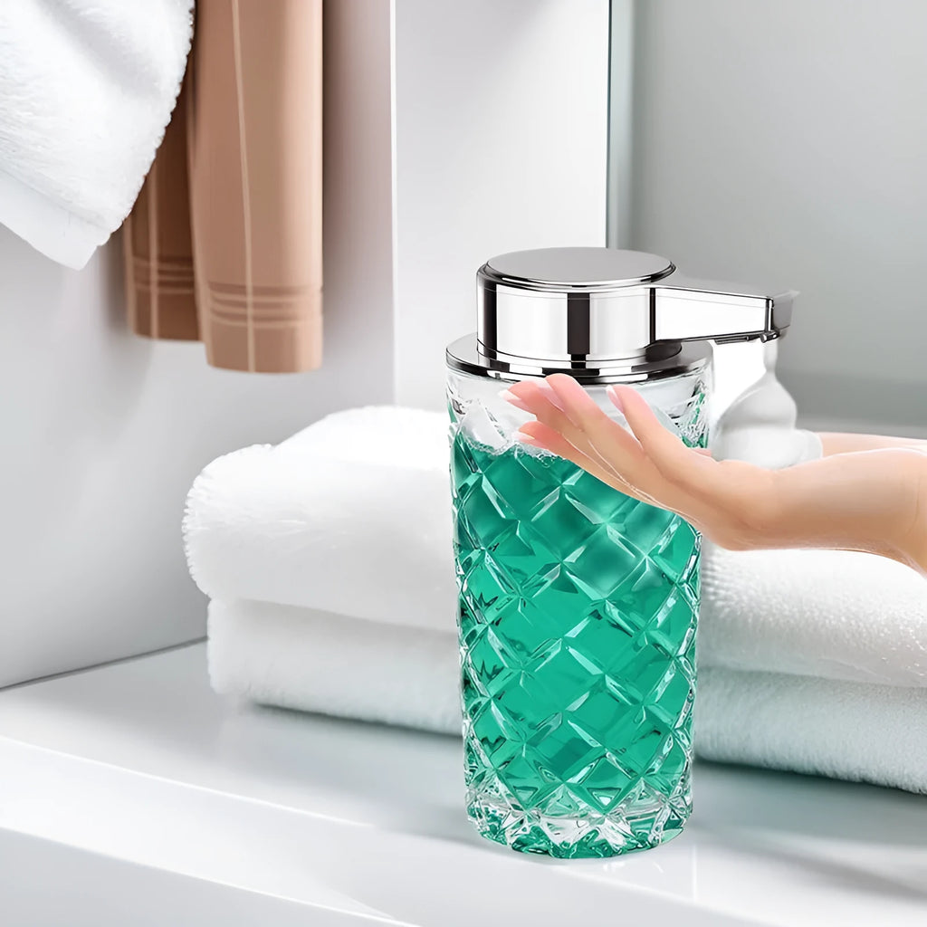 Automatic sensing soap dispenser with silver-plated PET shell and USB Type-C charging port