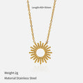 Sunflower Series women's gold-plated geometric chain necklace and bracelet set on a white background.