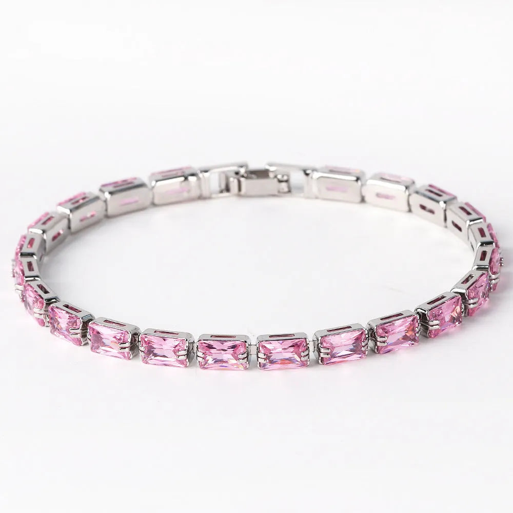 Women's fashion bracelet with electroplated golden finish and zircon decorative stones