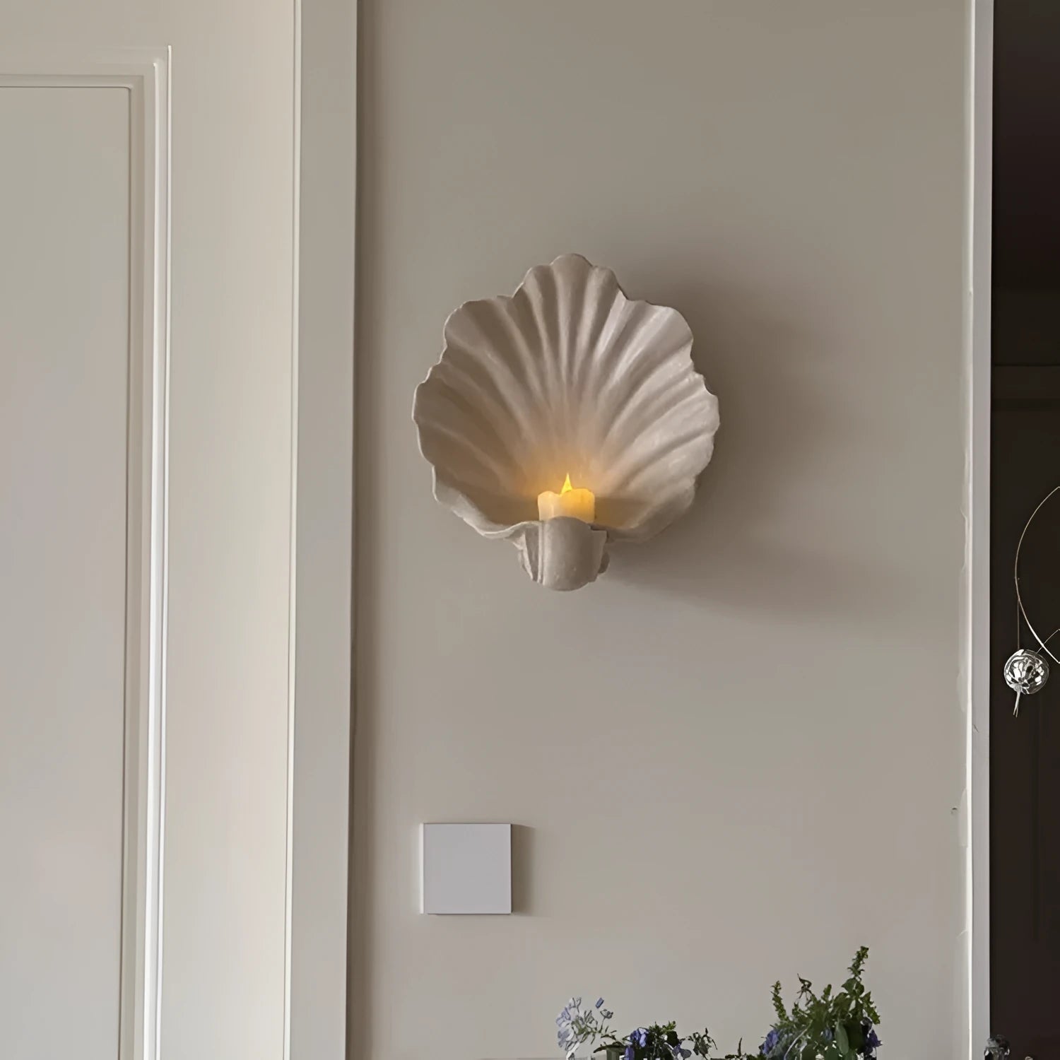 White resin simulation shell fruit plate ornament for dining table decoration