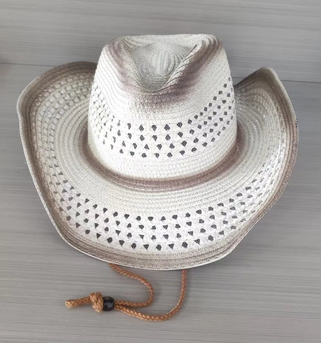 Brown leather velvet cowboy hat with a curved edge and conical crown on a plain background.