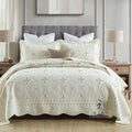 Pure cotton embroidered bed cover three-piece set with pleating details for 1.8 metre beds