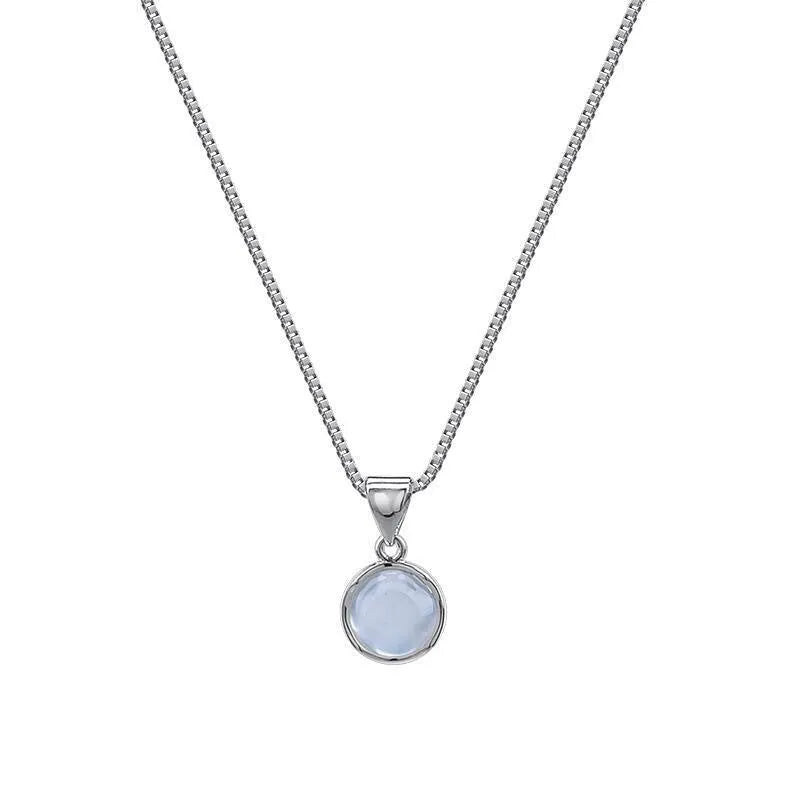 Korean-style oval pendant necklace with eight-point star artificial crystal on adjustable chain