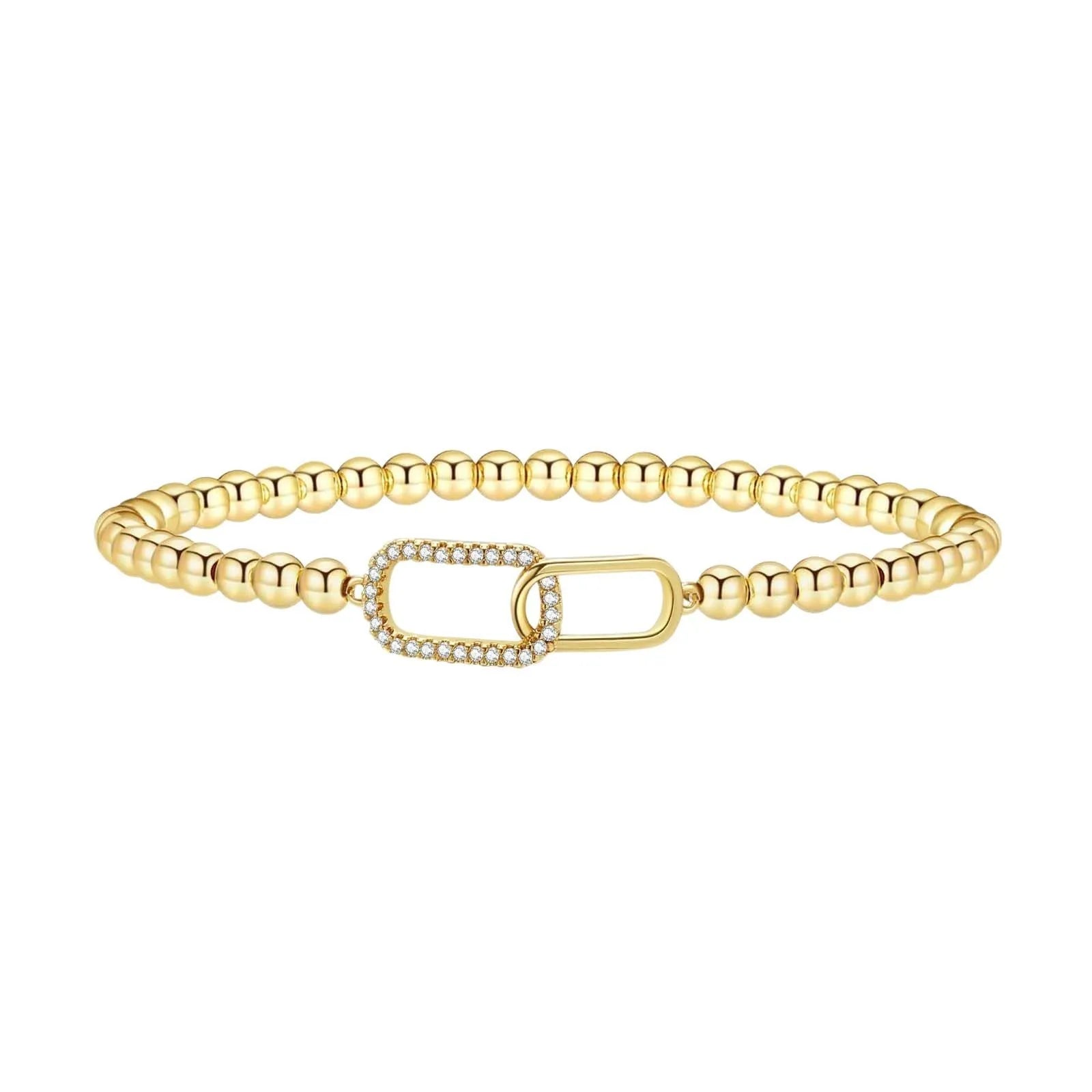 Adjustable stainless steel beaded bracelet with geometric round design in six colour style options