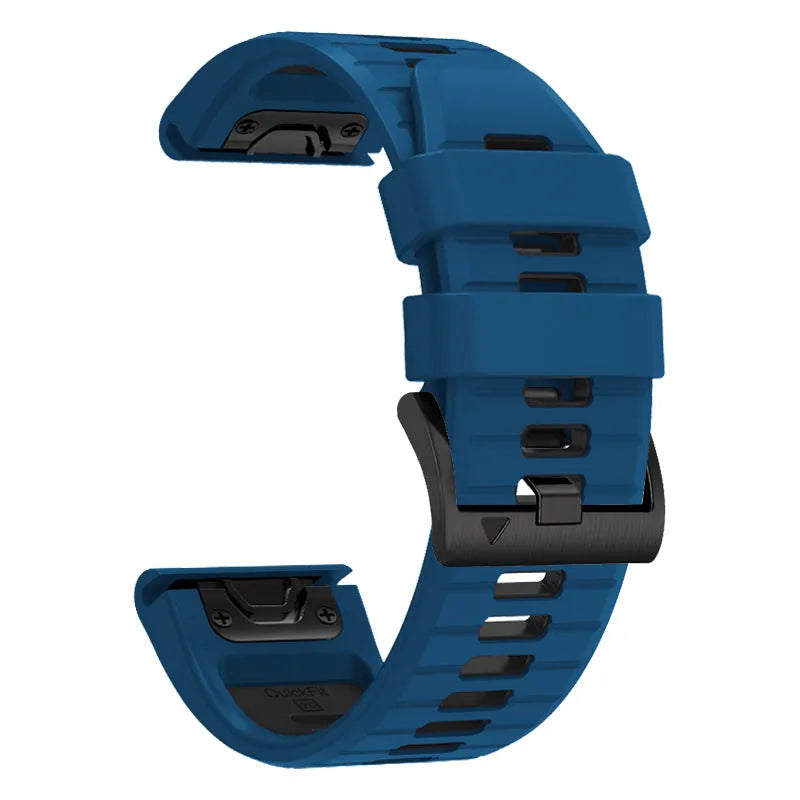 Fenix87pro6 two-colour quick release silicone watch strap in black and red on a grey background