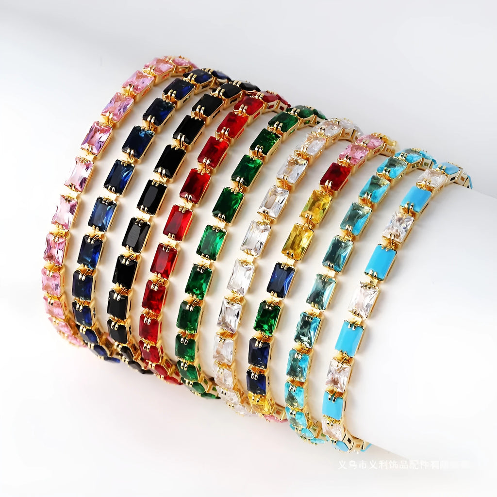 Women's fashion bracelet with electroplated golden finish and zircon decorative stones
