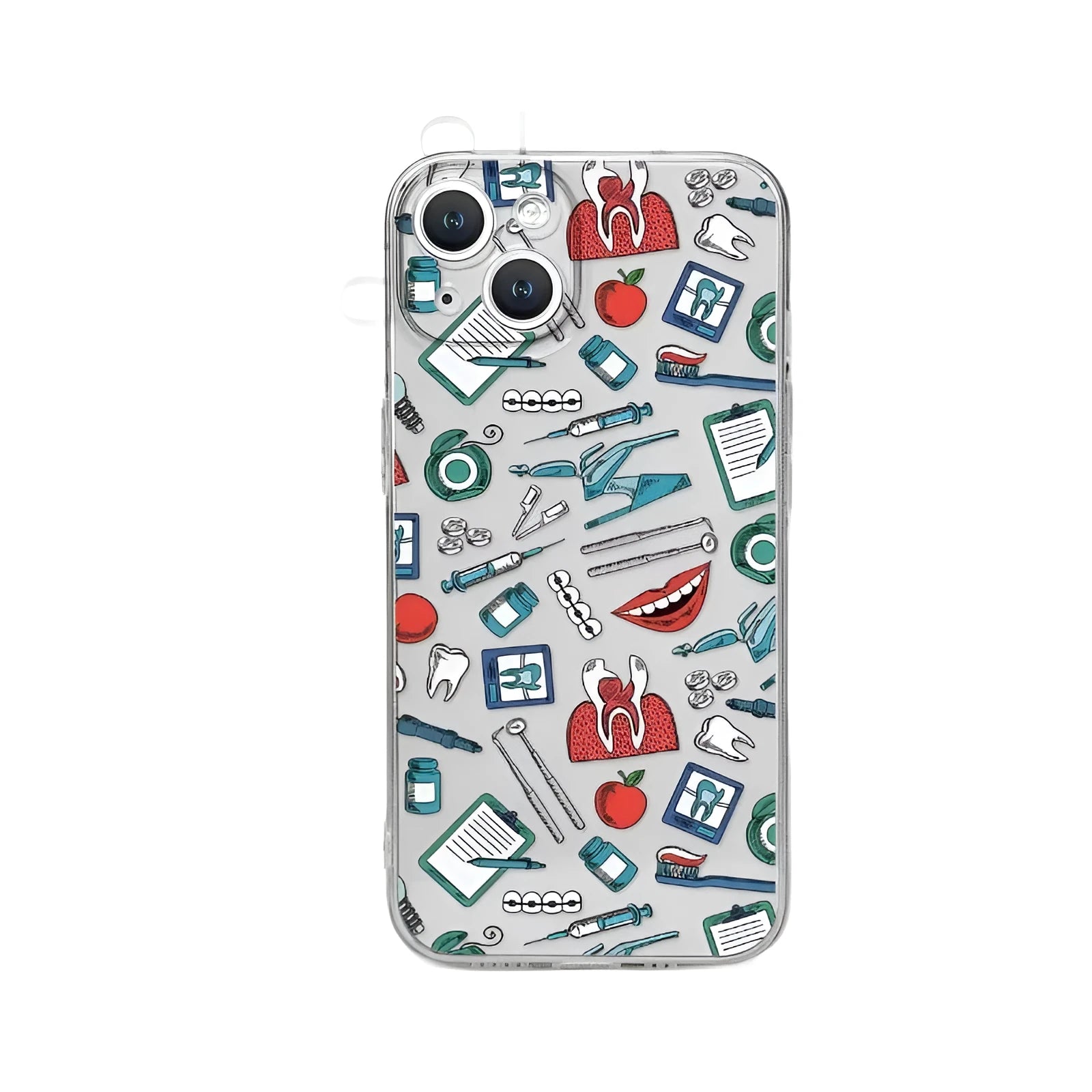 Cute cartoon nurse design TPU phone case for Apple iPhone, spray paint finish, fall protection, mounted on a phone mockup