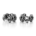 Retro hollow geometric skull earrings in stainless steel with ear clip fitting