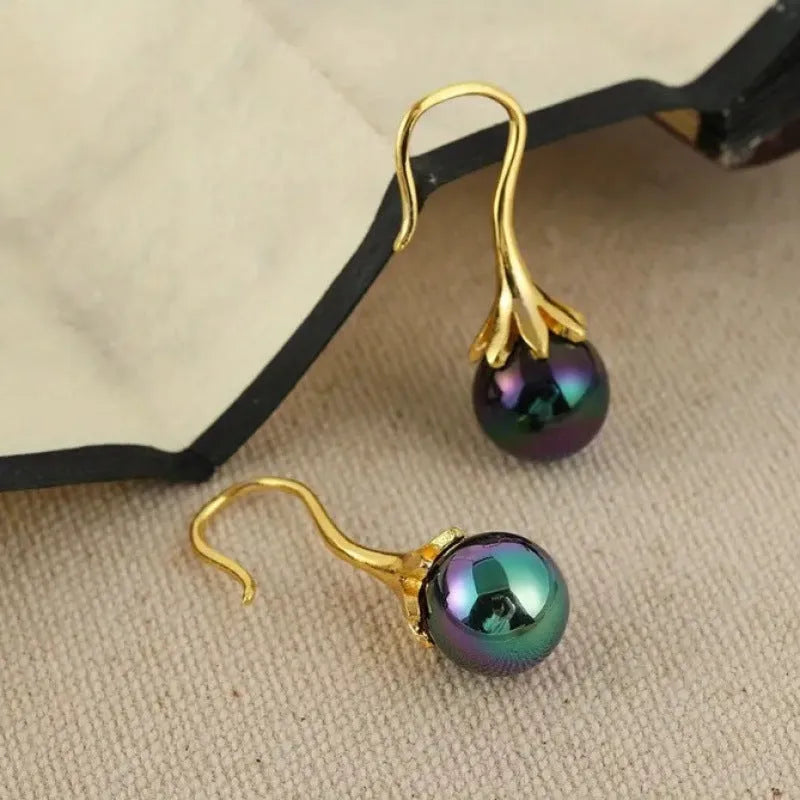 Women's retro fashion alloy electroplated earrings with imitation gold colour finish