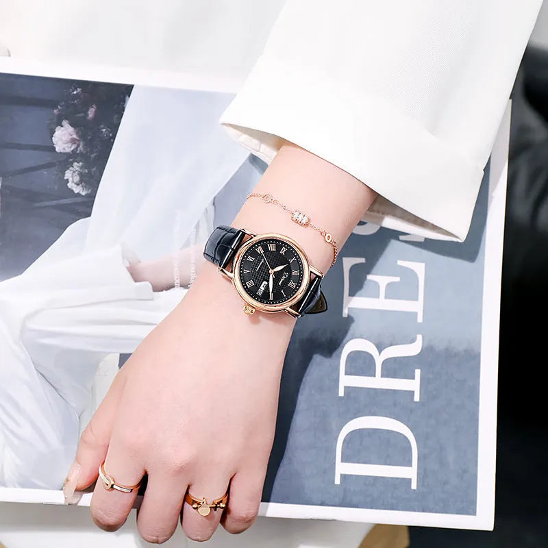 Women's automatic mechanical watch with 12mm thickness showing multiple colour strap and dial options