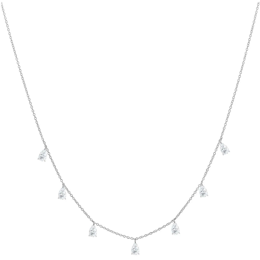 925 silver drop-shaped artificial zircon necklace with triangular details on an adjustable O-chain.