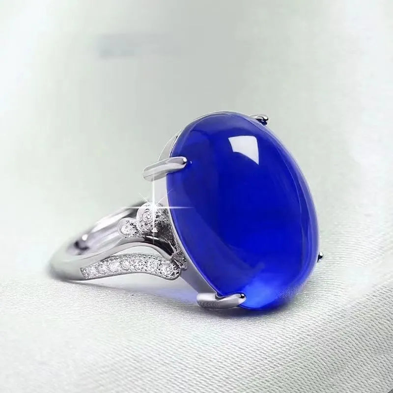 Natural sapphire geometric adjustable ring in alloy with ethnic style, shown in multiple colour options.